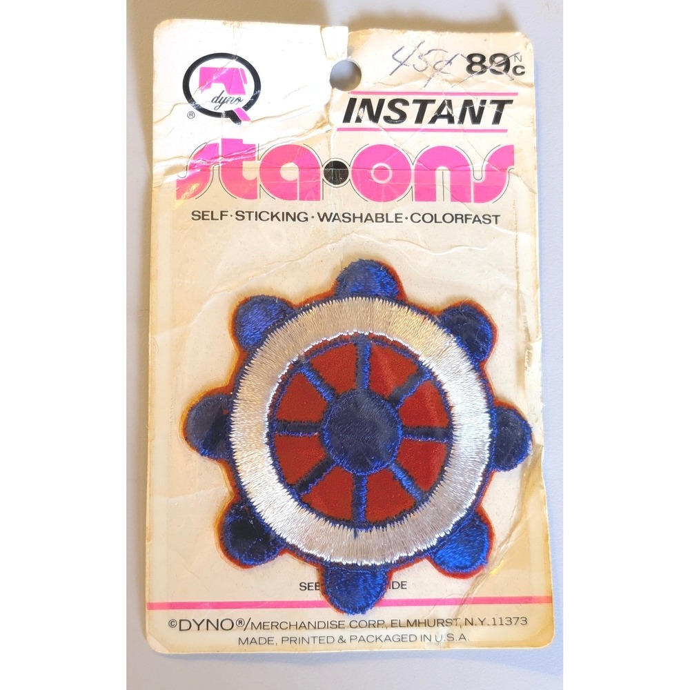 Vintage Dyno Sta-Ons Nautical Ship Wheel Embroidered Applique Patch